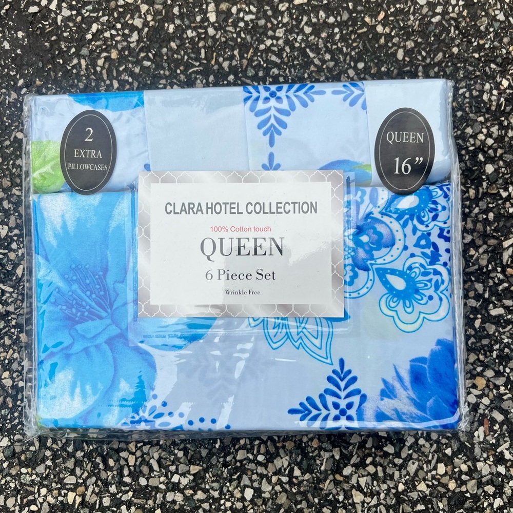 Hotel Collection Blue Sheets Queen Set - Picture 11 of 11